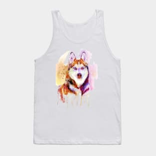 Husky Dog Watercolor Portrait Tank Top